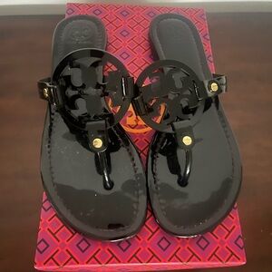 Tory Burch Miller Black Patent Sandals